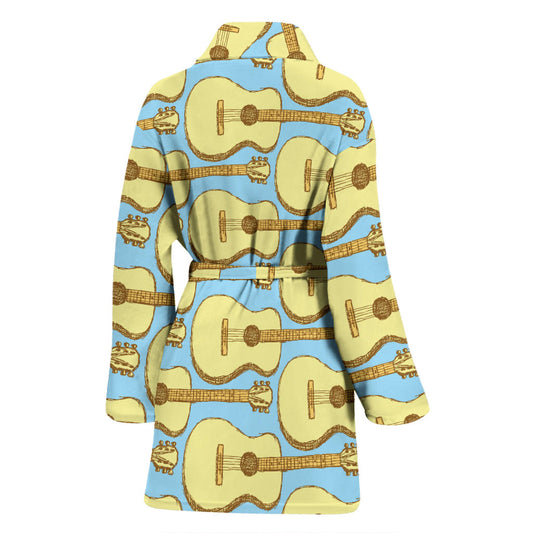 Acoustic Guitar Pattern Print Design 03 Women Bathrobe