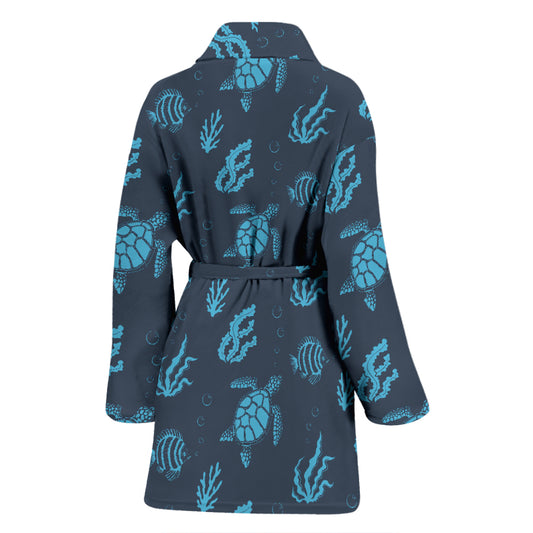 Sea Turtle Print Design LKS307 Women Bathrobe