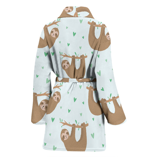 Sloth Print Design LKS308 Women Bathrobe