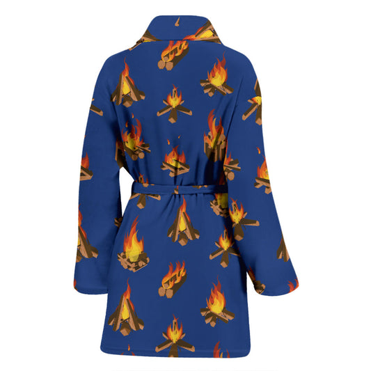 Campfire Pattern Print Design 03 Women Bathrobe