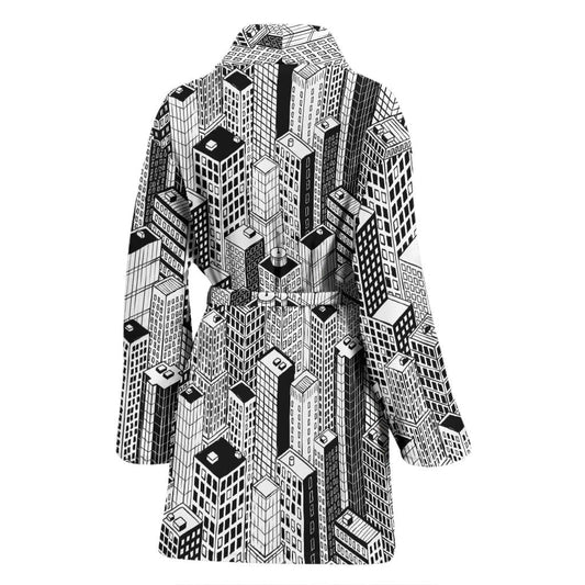 City Pattern Print Design 02 Women Bathrobe