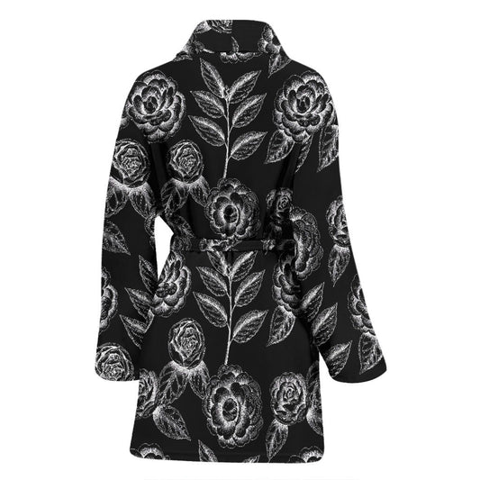Camellia Pattern Print Design 02 Women Bathrobe
