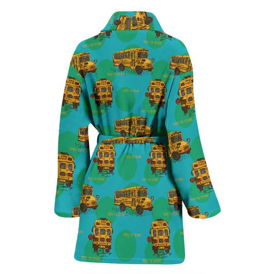 School Bus Print Design LKS308 Women Bathrobe