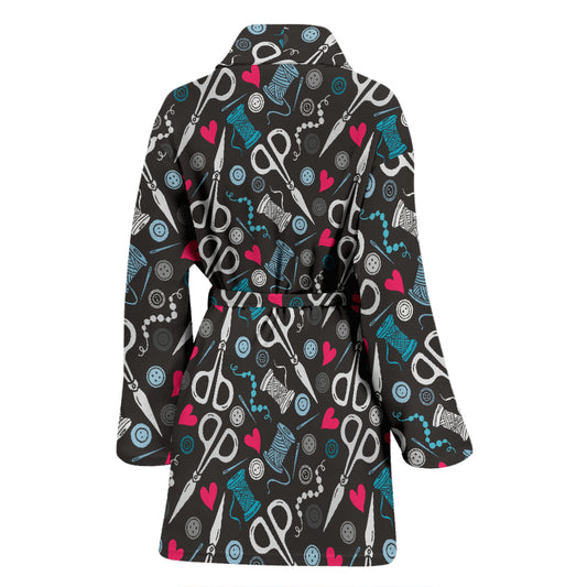Sewing Equipment Print Design LKS305 Women Bathrobe