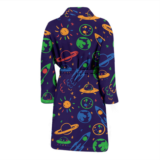 UFO Space Rocket Print Design LKS302 Men Bathrobe