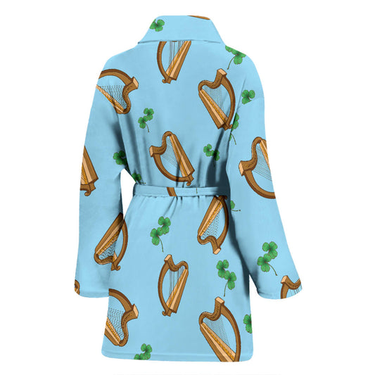 Harp Pattern Print Design 01 Women Bathrobe