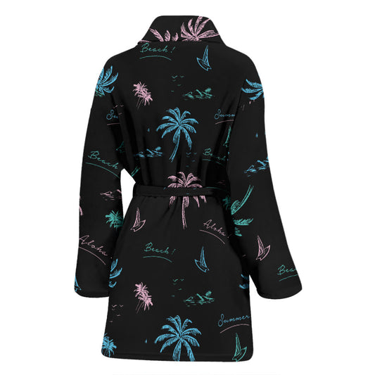 Aloha Hawaii Pattern Print Design 03 Women Bathrobe