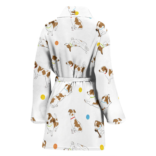Russell Terriers With Balls Print Design LKS307 Women Bathrobe