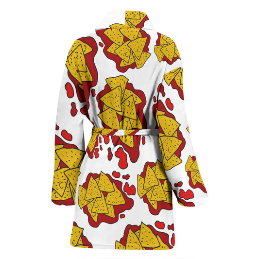 Nachos Pattern Print Design A03 Women Bathrobe