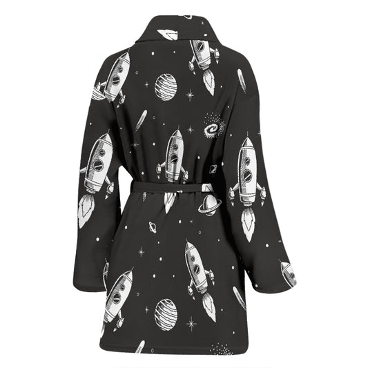 Space Rocket Print Design LKS303 Women Bathrobe