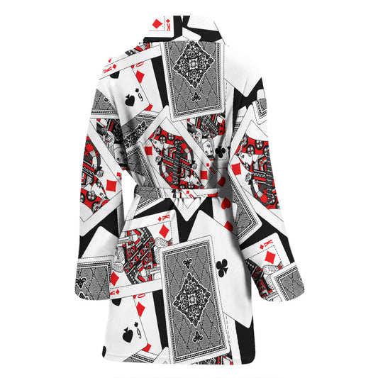 Poker Cards Pattern Print Design A04 Women Bathrobe