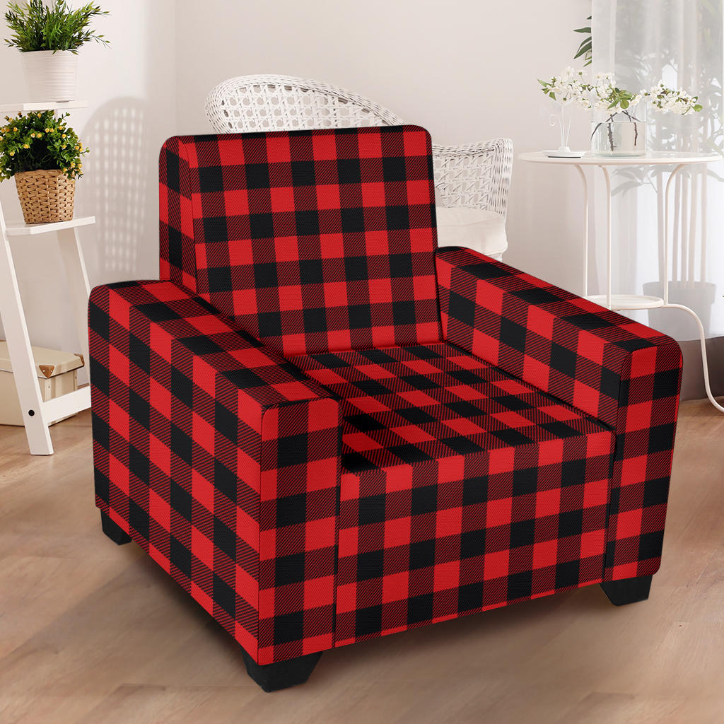 Red Black Buffalo Tartan Plaid Pattern Armchair Slipcover