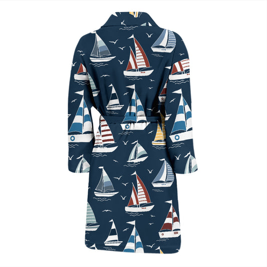 Sailboat Print Design LKS306 Men Bathrobe