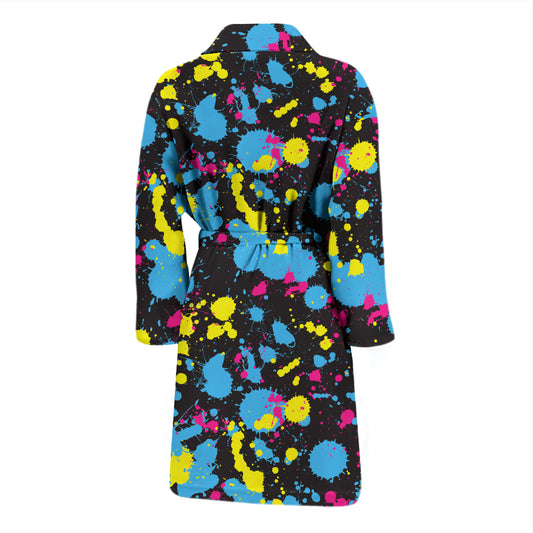 Splatter Colorful Print Design LKS301 Men Bathrobe