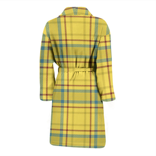 Tartan Yellow Print Design LKS301 Men Bathrobe