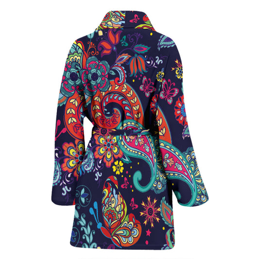 Paisley Boho Pattern Print Design A06 Women Bathrobe