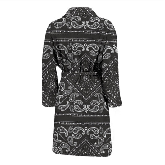 Bandana Black White Print Design LKS302 Men Bathrobe
