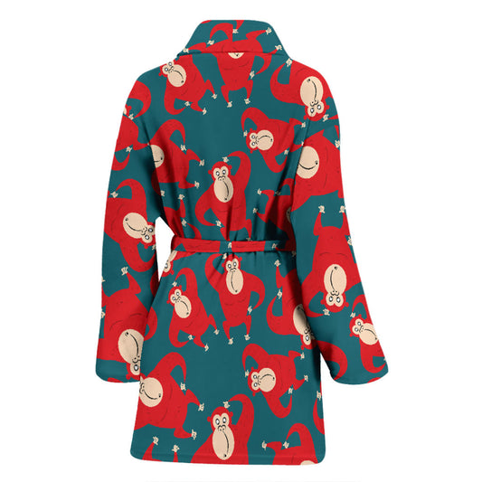 Chimpanzee Pattern Print Design 04 Women Bathrobe