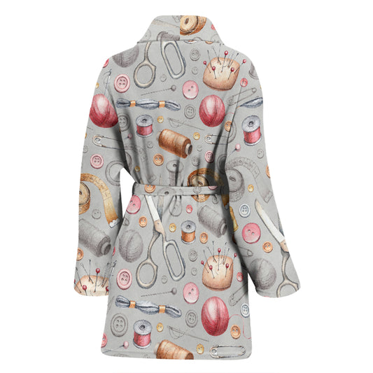 Sewing Equipment Print Design LKS302 Women Bathrobe