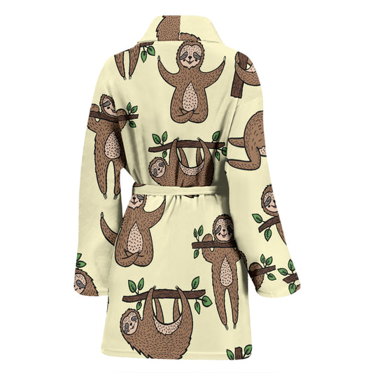 Sloth Print Design LKS3010 Women Bathrobe