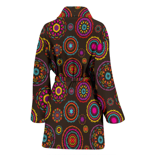 Bohemian Pattern Print Design 01 Women Bathrobe