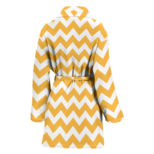 Chevron Orange Pattern Print Design 01 Women Bathrobe