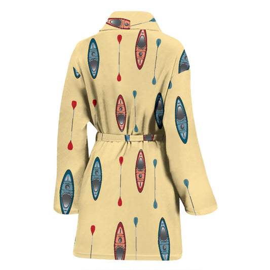 Kayak Pattern Print Design 02 Women Bathrobe