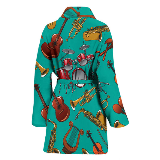 Drum Set Pattern Print Design 01 Women Bathrobe