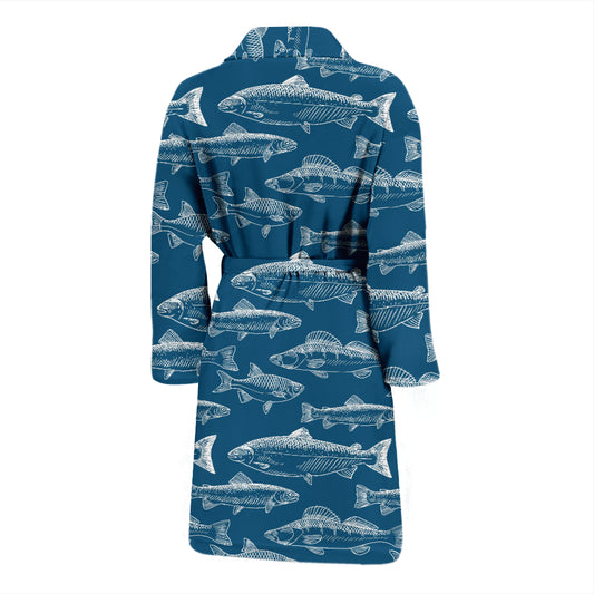 Salmon Fish Print Design LKS301 Men Bathrobe