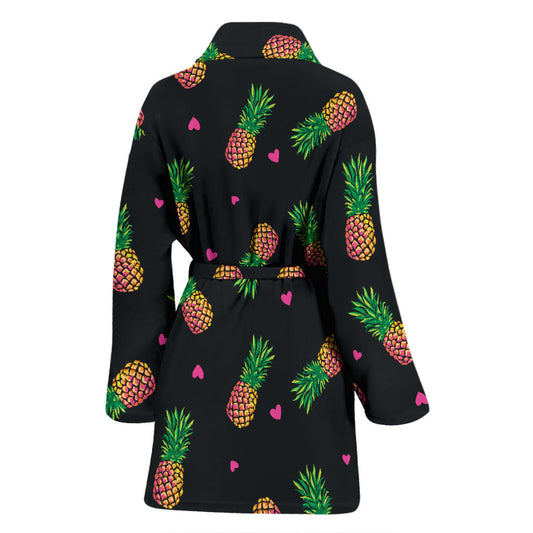 Neon Pineapple Pattern Print Design A04 Women Bathrobe