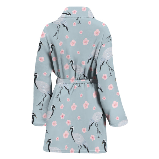 Sakura Bird Print Design LKS304 Women Bathrobe
