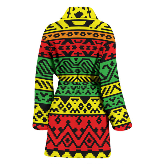 Rastafarian Pattern Print Design A02 Women Bathrobe