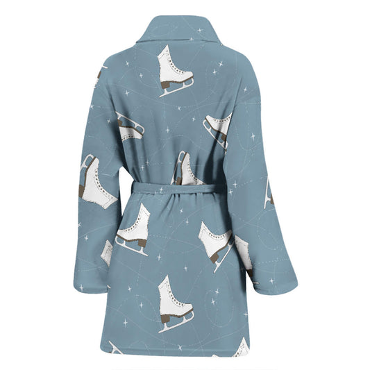 Ice Skate Pattern Print Design 02 Women Bathrobe