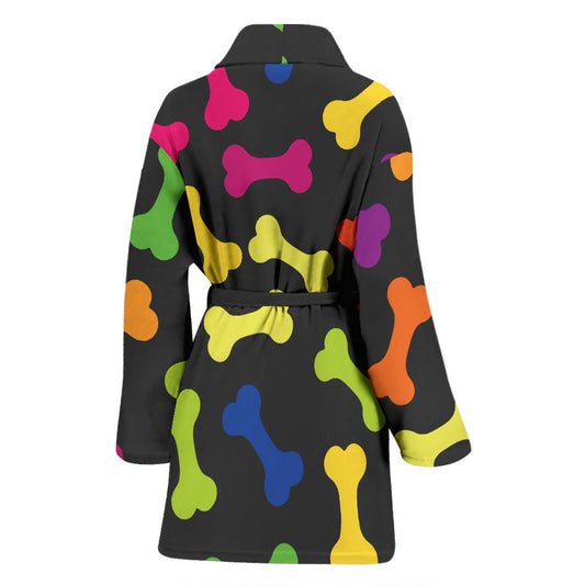 Dog Bone Neon Color Pattern Print Design 02 Women Bathrobe