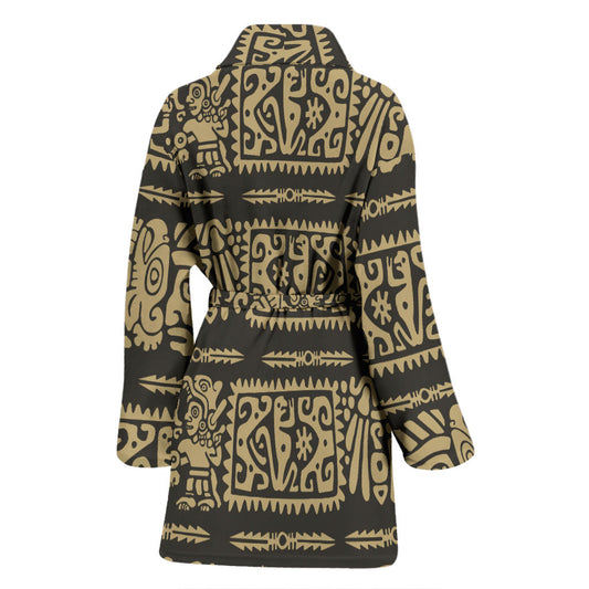 Mayan Pattern Print Design 02 Women Bathrobe