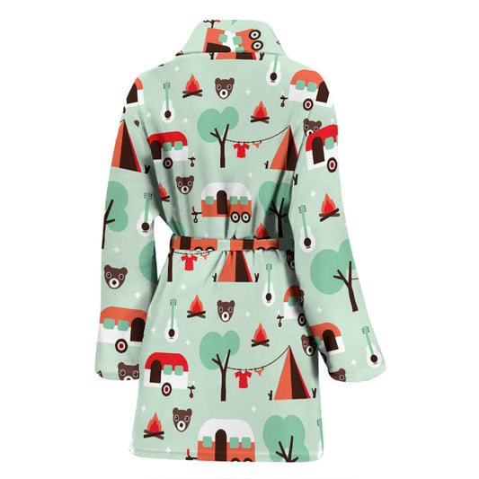 Camper Tent Pattern Print Design 01 Women Bathrobe