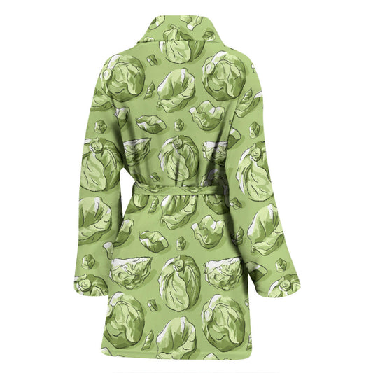 Brussels Sprouts Pattern Print Design 01 Women Bathrobe