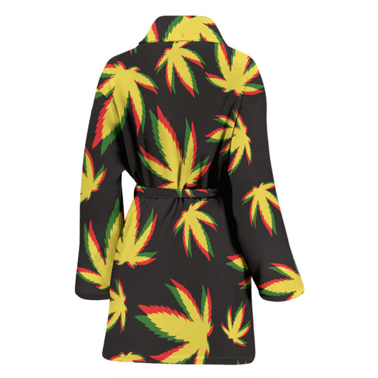 Pot Leaf Pattern Print Design A02 Women Bathrobe