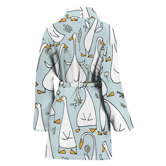 Goose Pattern Print Design 03 Women Bathrobe