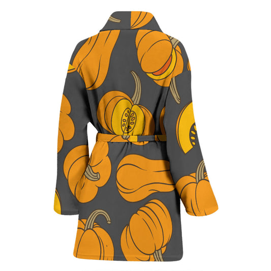 Pumpkin Pattern Print Design A03 Women Bathrobe