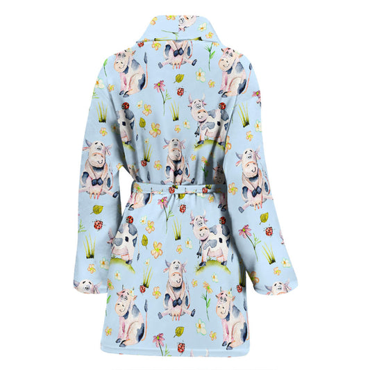 Cow Happy Pattern Print Design 05 Women Bathrobe
