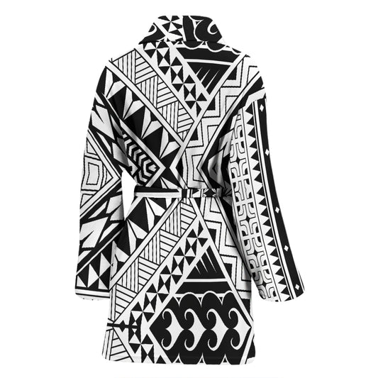 Samoan Tattoo Style Print Design LKS307 Women Bathrobe