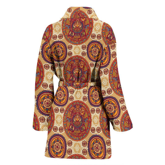 Calendar Aztec Pattern Print Design 01 Women Bathrobe