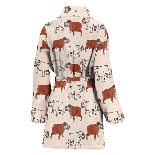 Bulldogs Pattern Print Design 04 Women Bathrobe