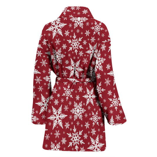 Snowflake Red Print Design LKS302 Women Bathrobe
