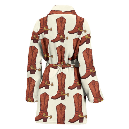 Cowboy Pattern Print Design 06 Women Bathrobe