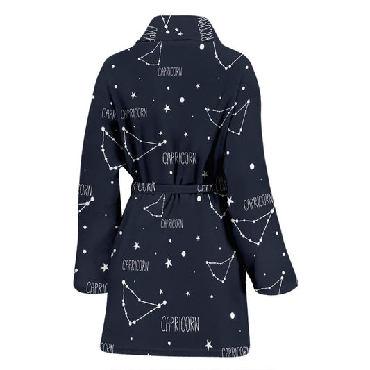 Capricorn Zodiac Pattern Print Design 01 Women Bathrobe