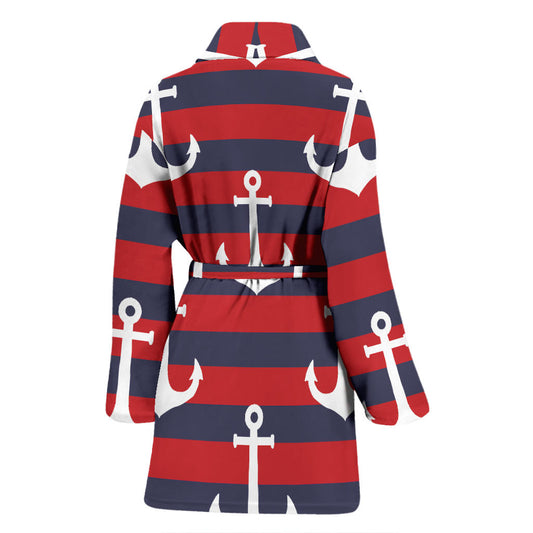 Nautical Pattern Print Design A05 Women Bathrobe