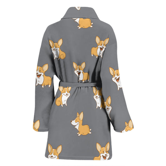 Pembroke Welsh Corgis Pattern Print Design A02 Women Bathrobe