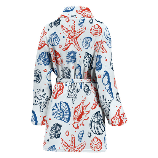 Seashell Print Design LKS307 Women Bathrobe